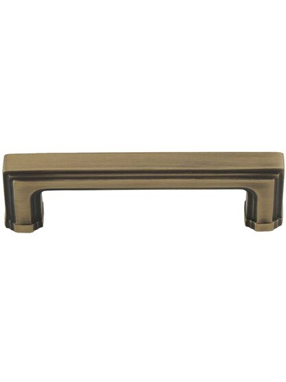 Carre Cabinet Pull - 3 inch Center-to-Center in Antique Brass.